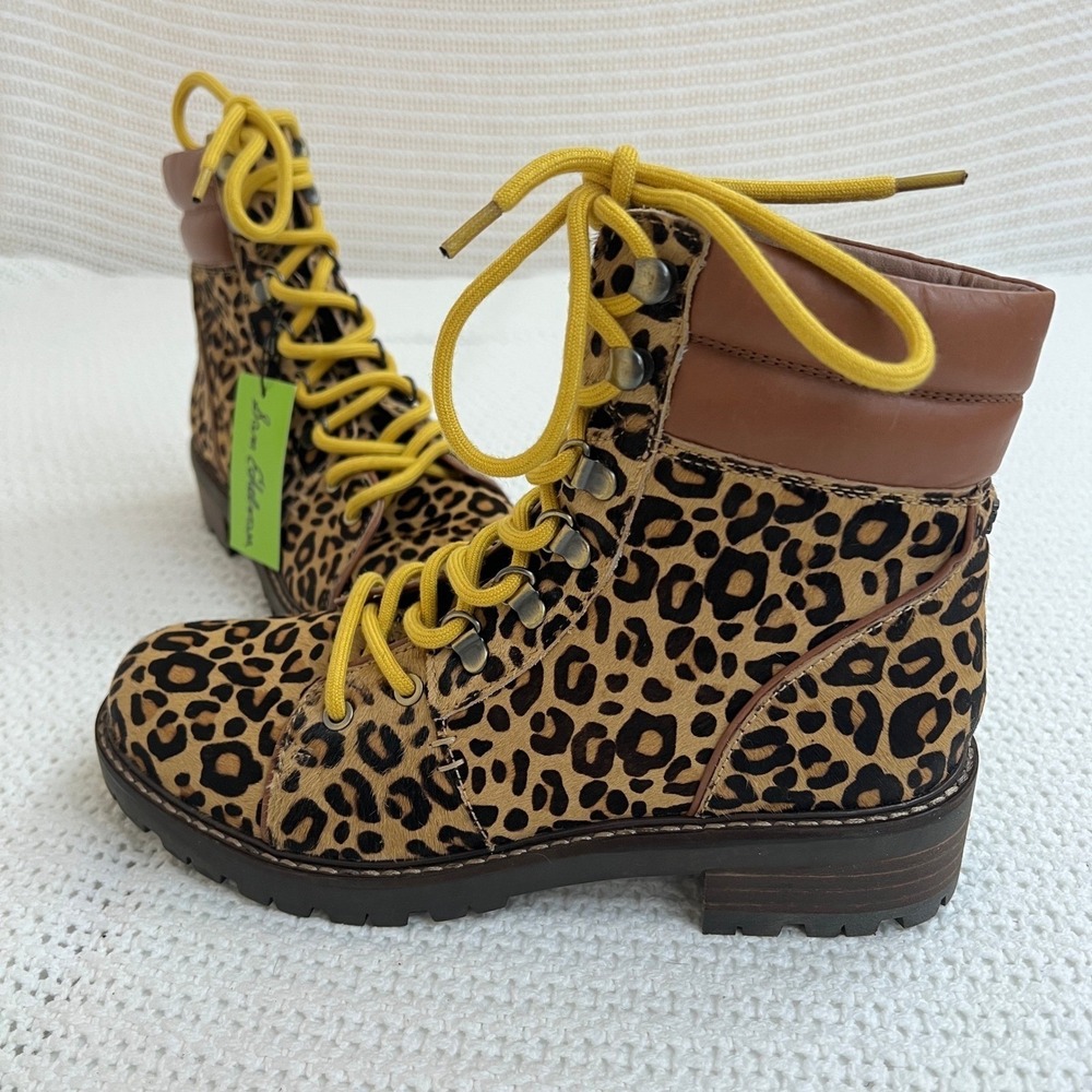 Sam Edelman Boots Leopard Cow Hair Tamia Combat Gorpcore Preppy 7 Women NWT